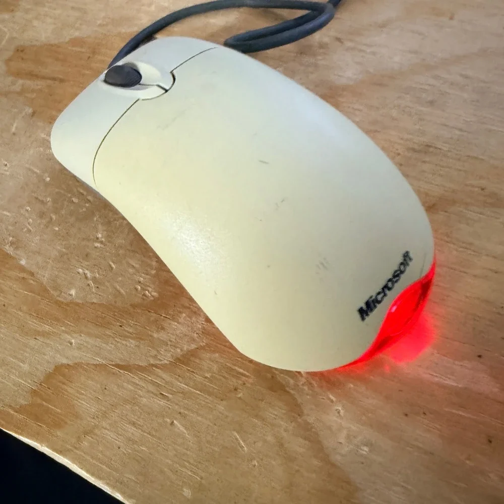 Microsoft Wheel Mouse Optical USB Wired Vintage X08-71118 Off-White Retro Tech